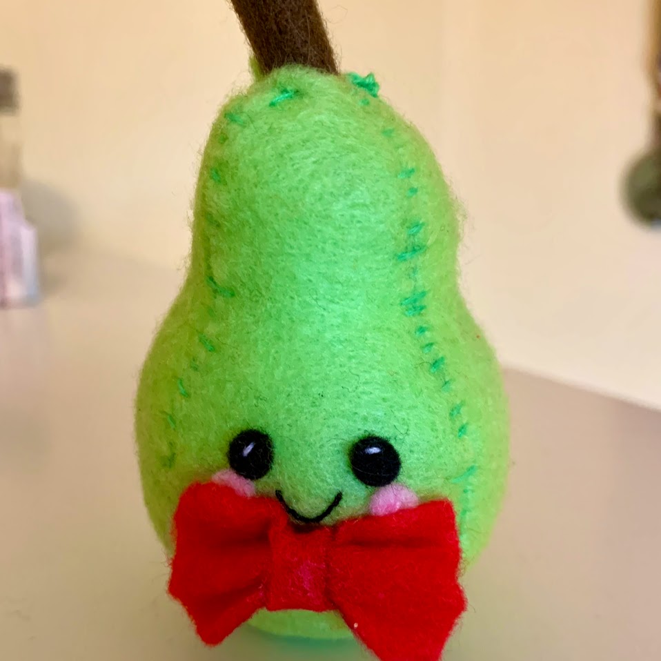 pear with bowtie