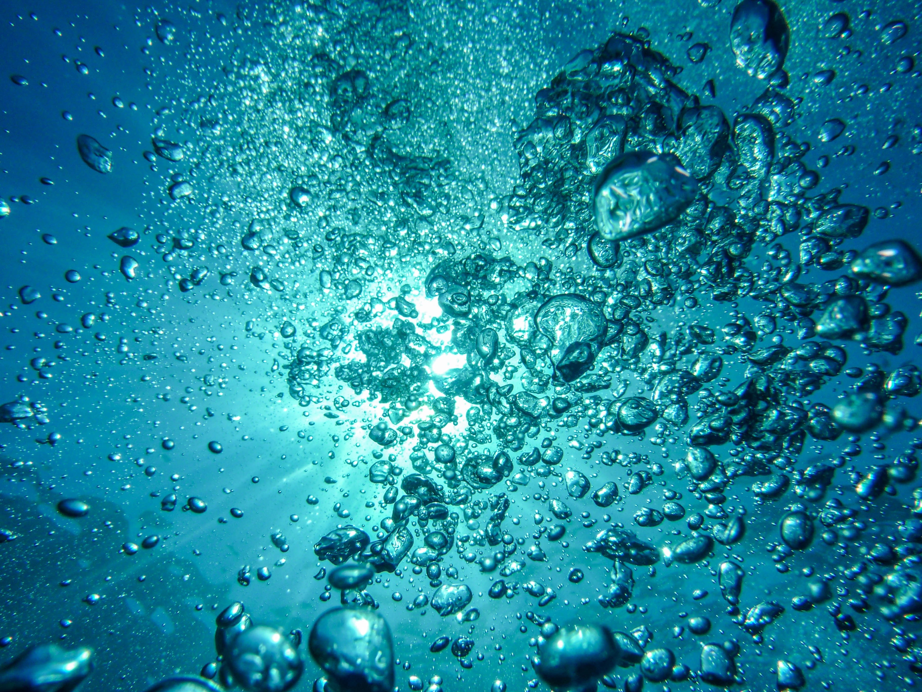 bubbles under surface of water